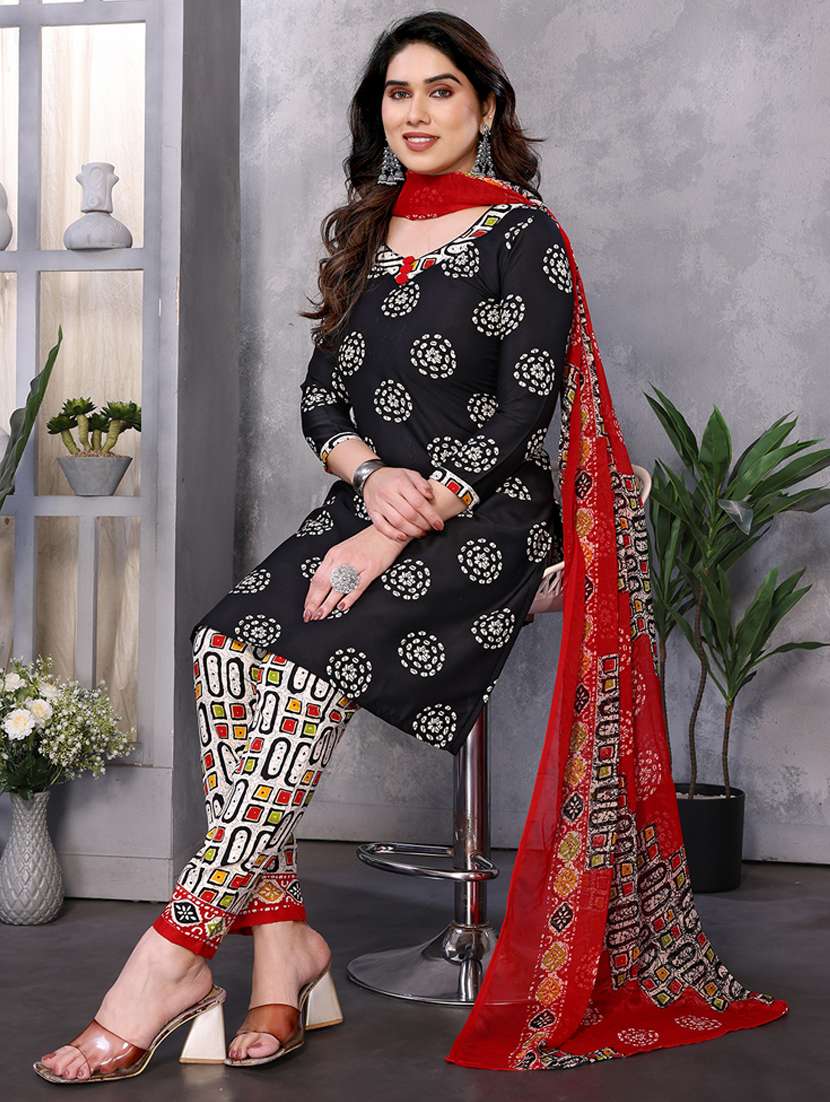 women printed unstitched suit set - 22075807 - Standard Image - 3