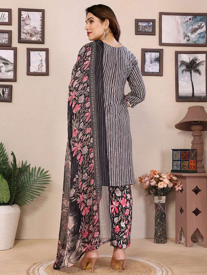women printed unstitched suit set - 22075808 - Standard Image - 3