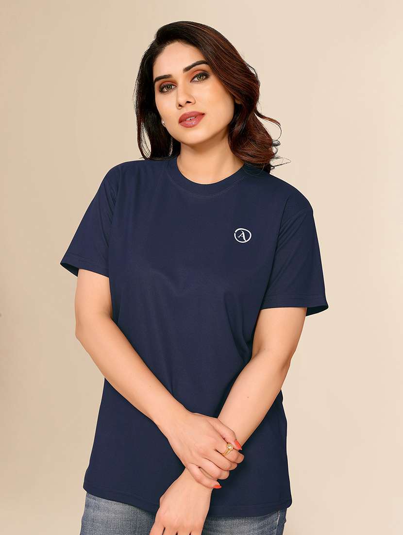 women solid short sleeves plain t-shirt - 22075817 - Zoom Image - 0