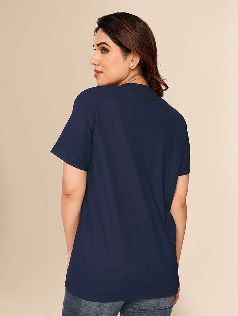 women solid short sleeves plain t-shirt - 22075817 - Standard Image - 3