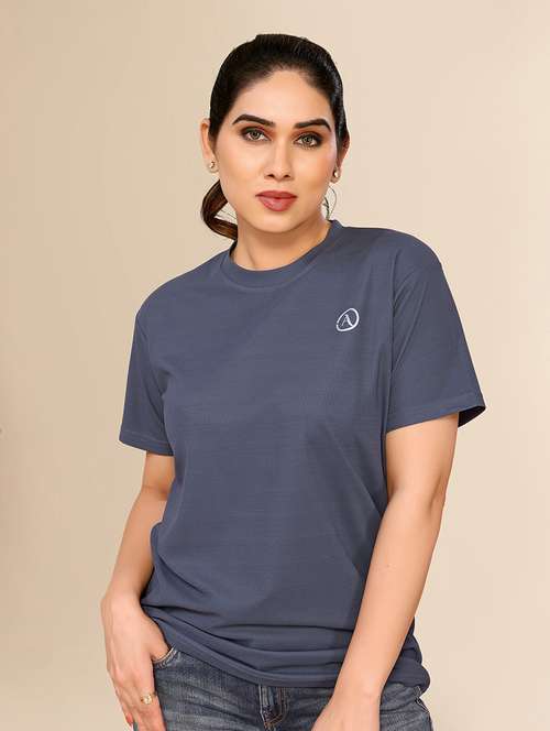 women solid short sleeves plain t-shirt - 22075818 - Standard Image - 0