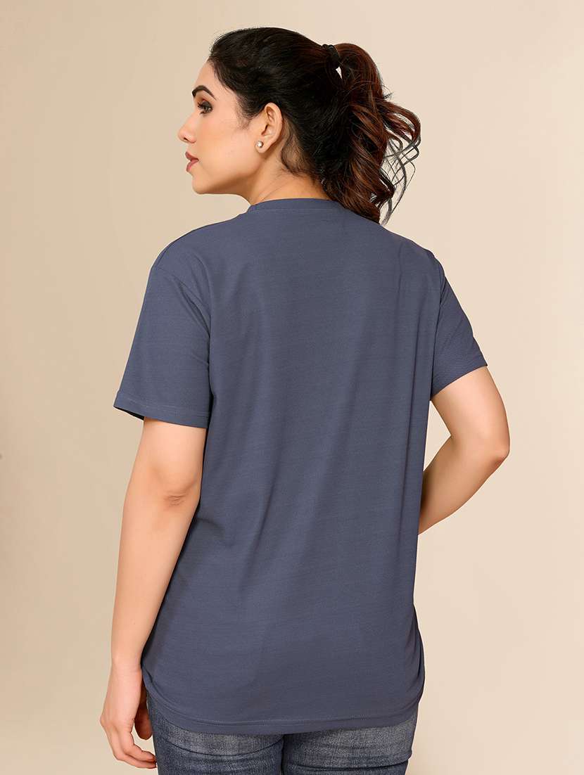women solid short sleeves plain t-shirt - 22075818 - Standard Image - 3