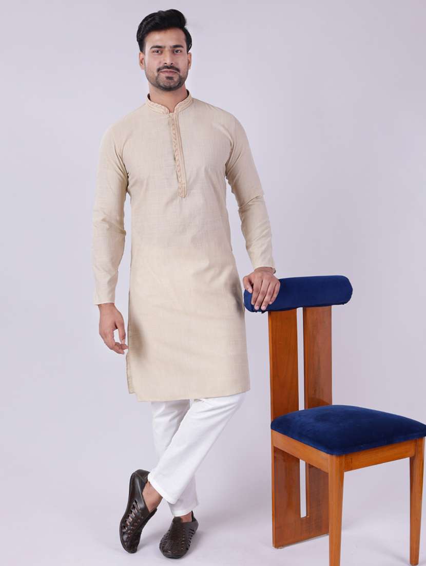 men mandarin neck kurta pyjama ethnic wear set - 22075894 - Zoom Image - 0