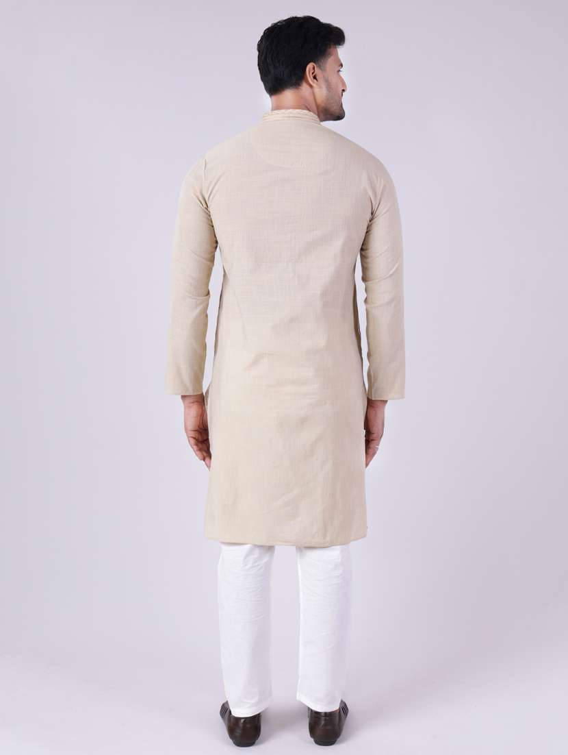 men mandarin neck kurta pyjama ethnic wear set - 22075894 - Standard Image - 3