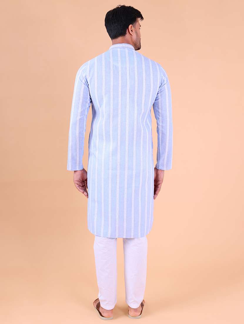 men mandarin neck kurta pyjama ethnic wear set - 22075896 - Standard Image - 3