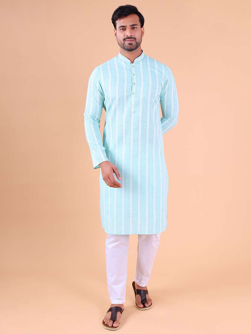 men mandarin neck kurta pyjama ethnic wear set - 22075897 -  Standard Image - 3