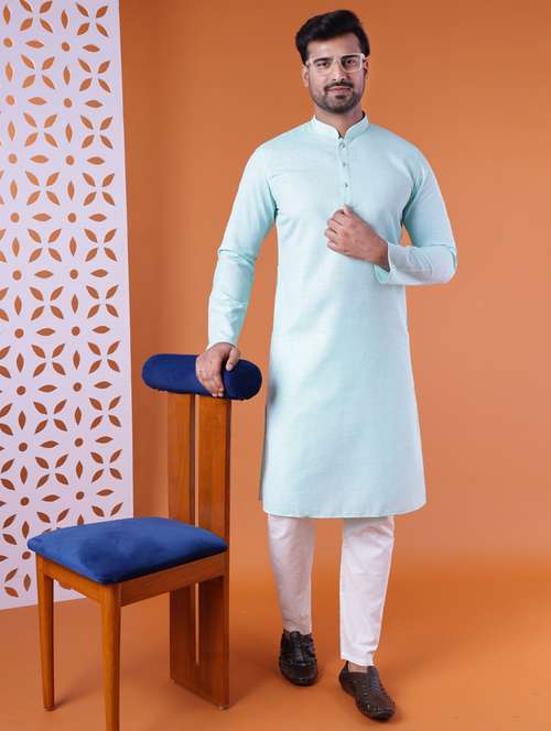 men mandarin neck kurta pyjama ethnic wear set - 22075901 - Standard Image - 0