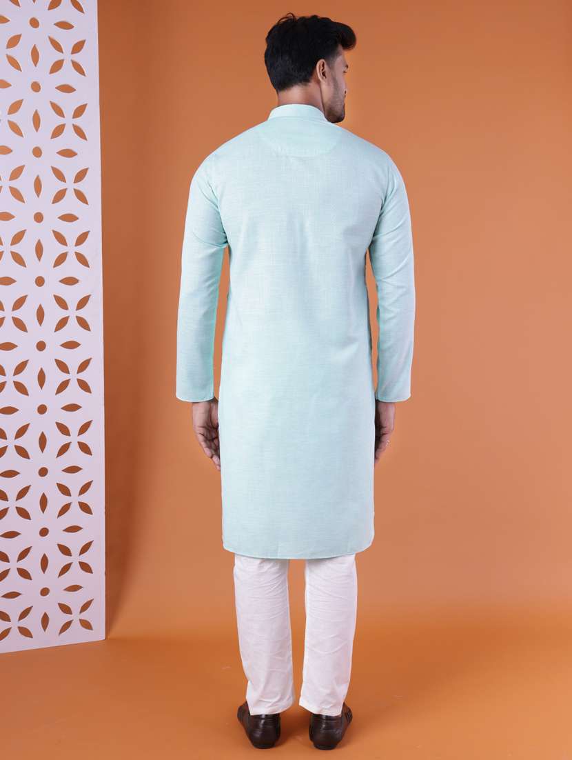 men mandarin neck kurta pyjama ethnic wear set - 22075901 - Standard Image - 3