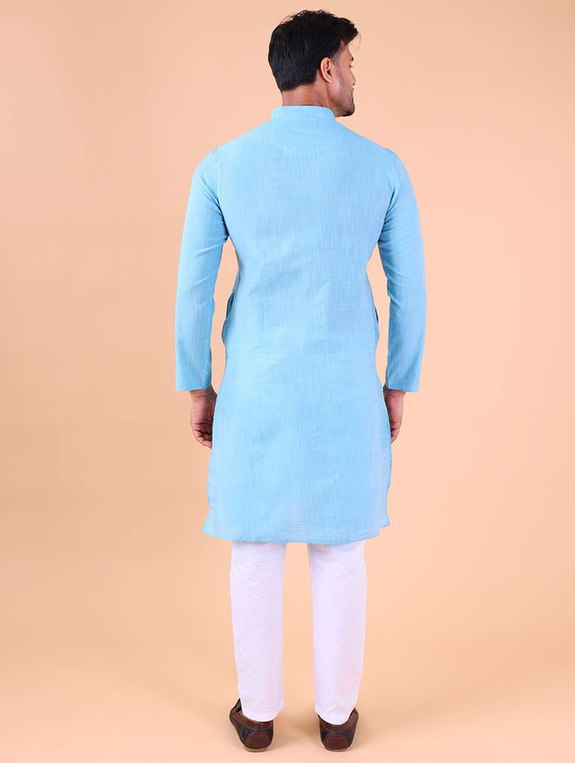 men mandarin neck kurta pyjama ethnic wear set - 22075903 -  Standard Image - 3