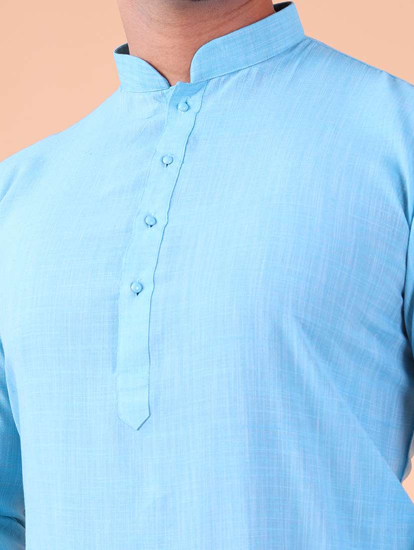 men mandarin neck kurta pyjama ethnic wear set - 22075903 -  Standard Image - 5