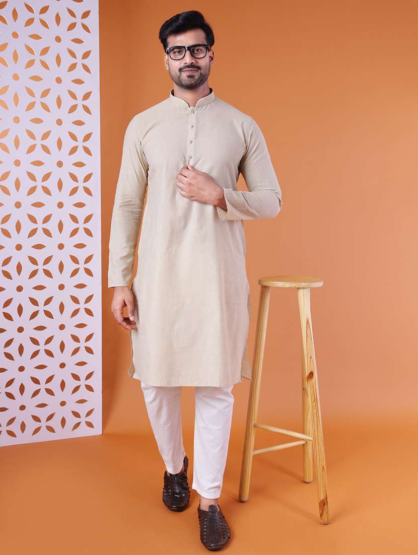 men mandarin neck kurta pyjama ethnic wear set
