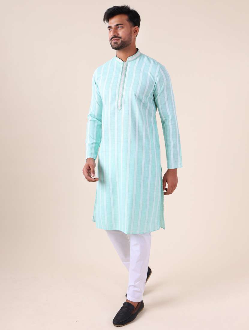 men mandarin neck kurta pyjama ethnic wear set - 22075905 - Standard Image - 3
