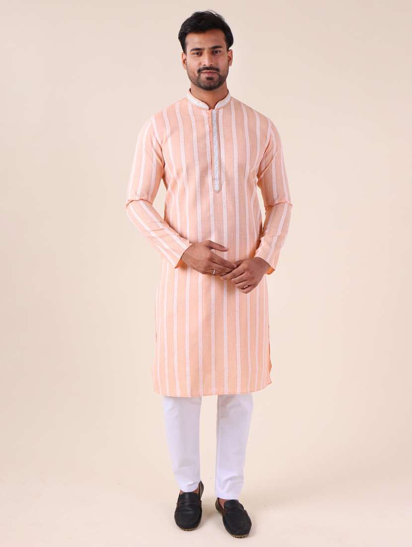 men mandarin neck kurta pyjama ethnic wear set - 22075906 - Standard Image - 3
