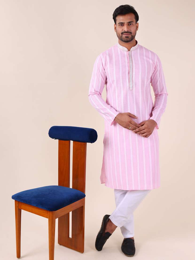 men mandarin neck kurta pyjama ethnic wear set