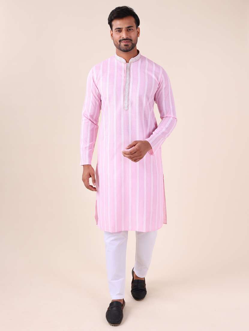 men mandarin neck kurta pyjama ethnic wear set - 22075908 - Standard Image - 3