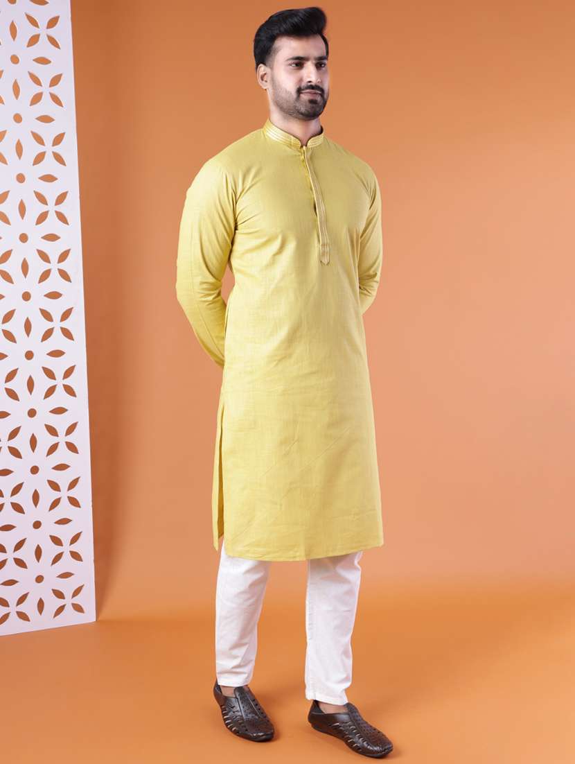men mandarin neck kurta pyjama ethnic wear set - 22075910 - Standard Image - 3