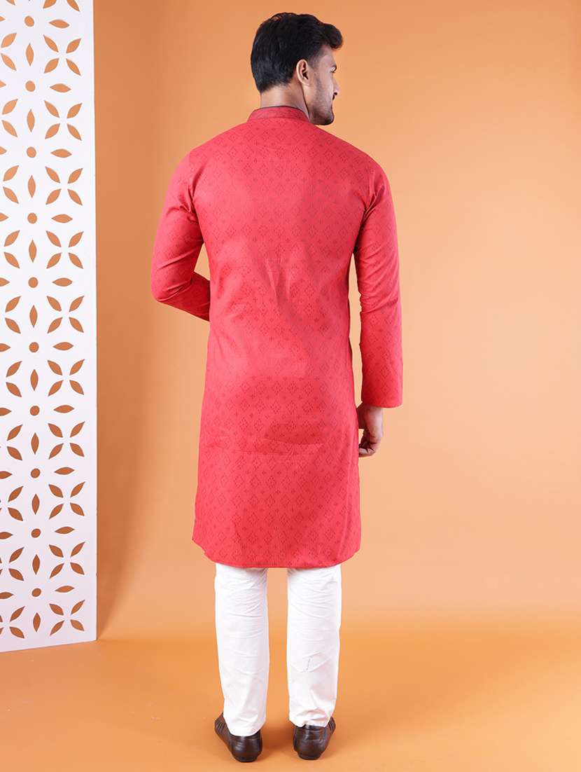 men mandarin neck kurta pyjama ethnic wear set - 22075911 - Standard Image - 3