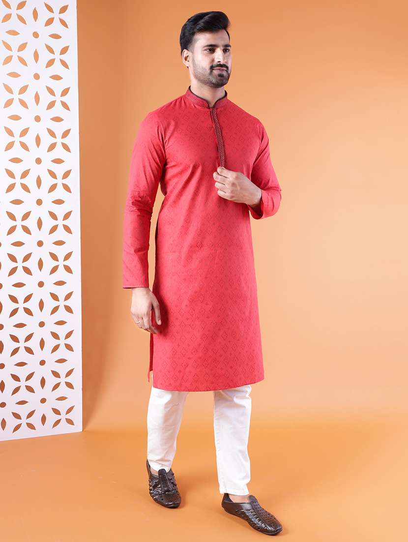 men mandarin neck kurta pyjama ethnic wear set - 22075911 - Standard Image - 5