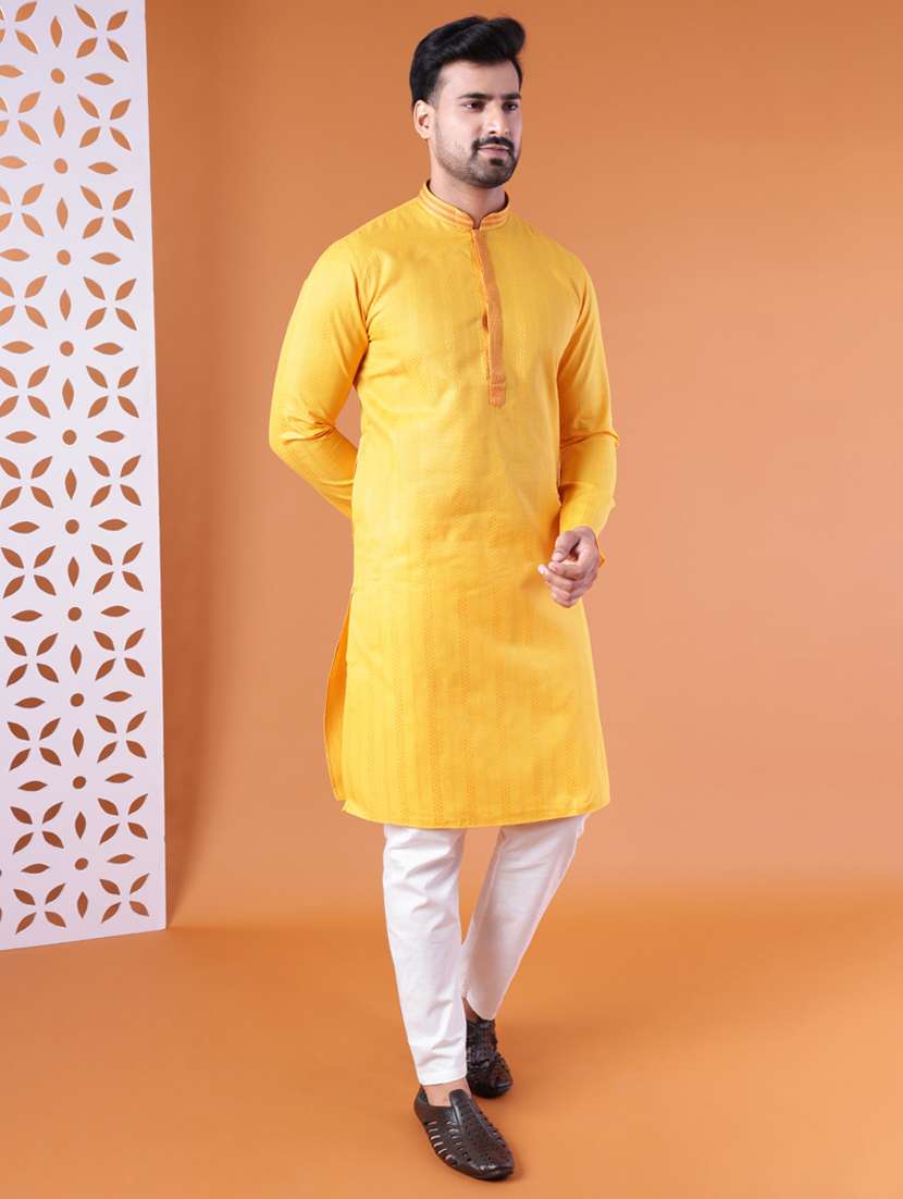 men mandarin neck kurta pyjama ethnic wear set - 22075915 -  Standard Image - 3