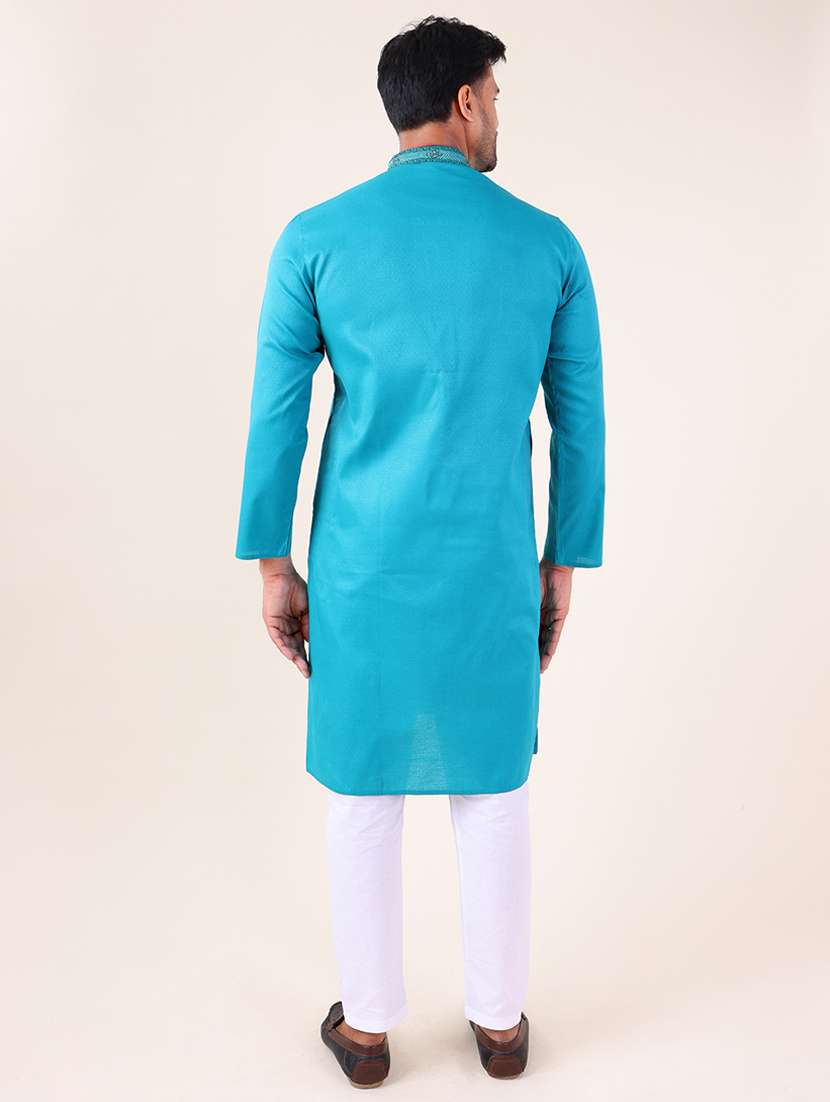 men mandarin neck kurta pyjama ethnic wear set - 22075924 - Standard Image - 3