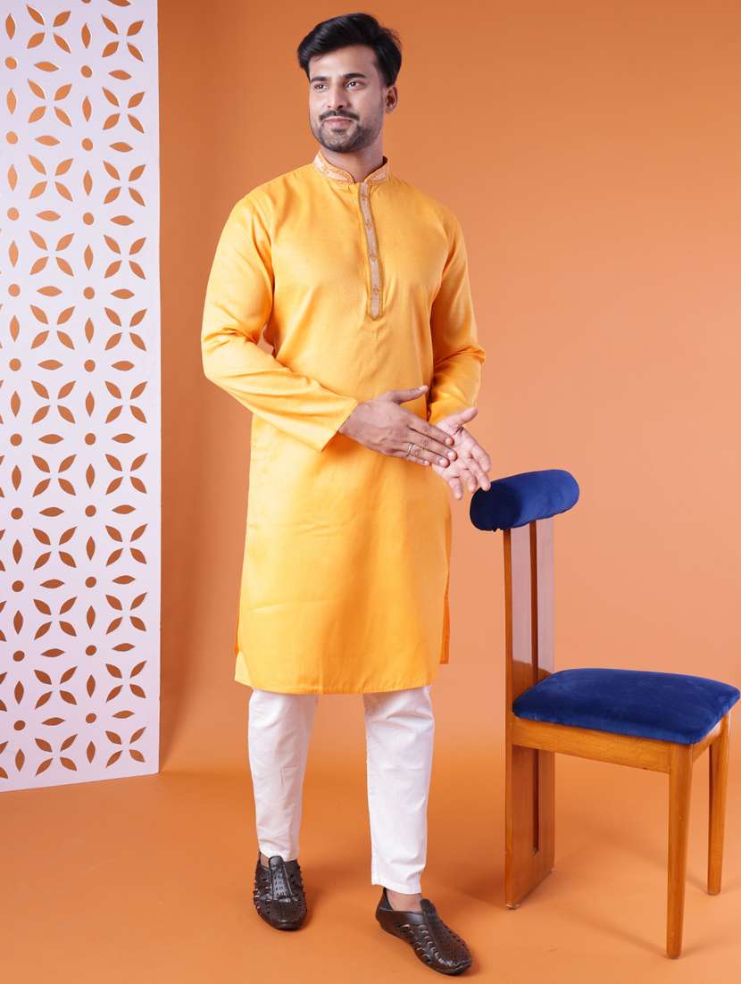 men mandarin neck kurta pyjama ethnic wear set - 22075925 -  Zoom Image - 0