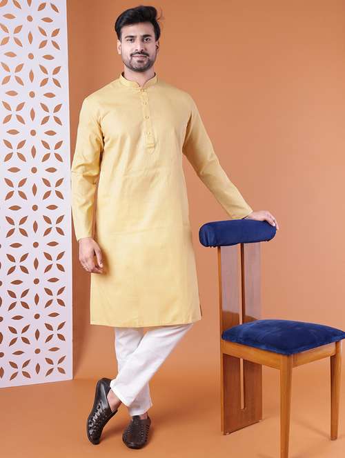 men mandarin neck kurta pyjama ethnic wear set - 22075929 - Standard Image - 0