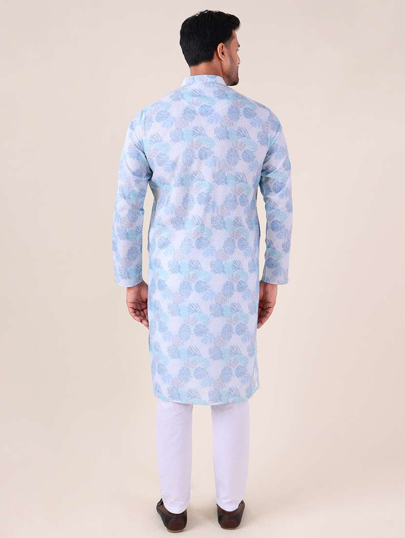 men mandarin neck kurta pyjama ethnic wear set - 22075930 - Standard Image - 3