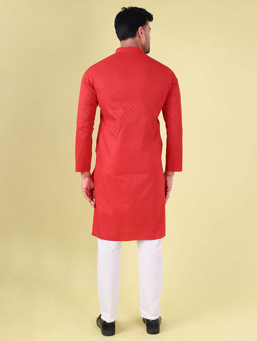 men mandarin neck kurta pyjama ethnic wear set - 22075931 - Standard Image - 3