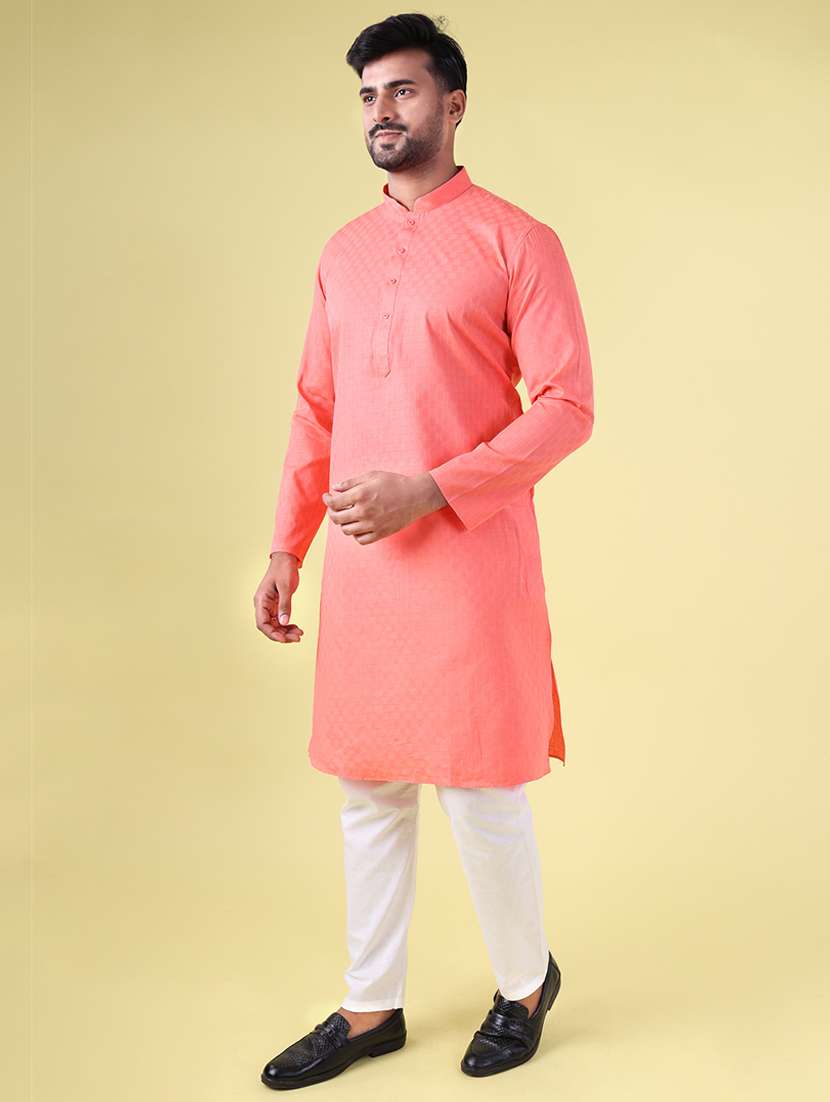men mandarin neck kurta pyjama ethnic wear set - 22075932 -  Standard Image - 3