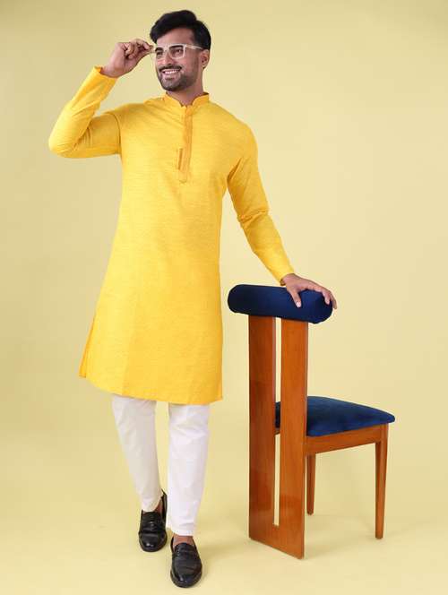 men mandarin neck kurta pyjama ethnic wear set - 22075937 -  Standard Image - 0