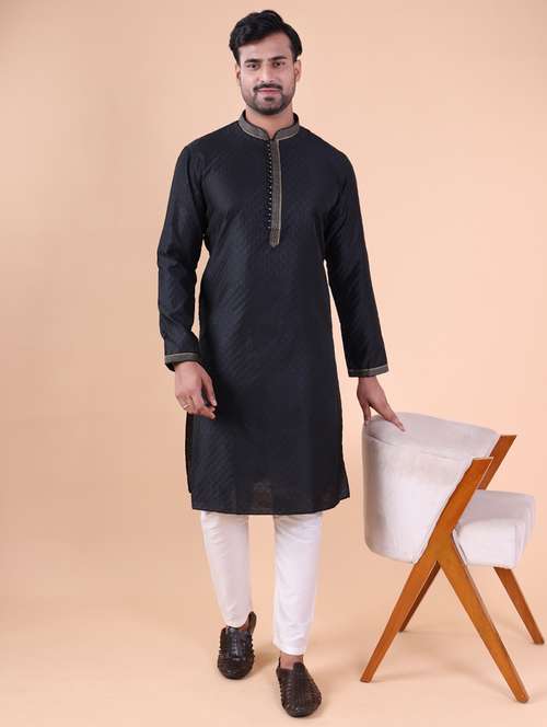 men mandarin neck kurta pyjama ethnic wear set - 22075940 - Standard Image - 0