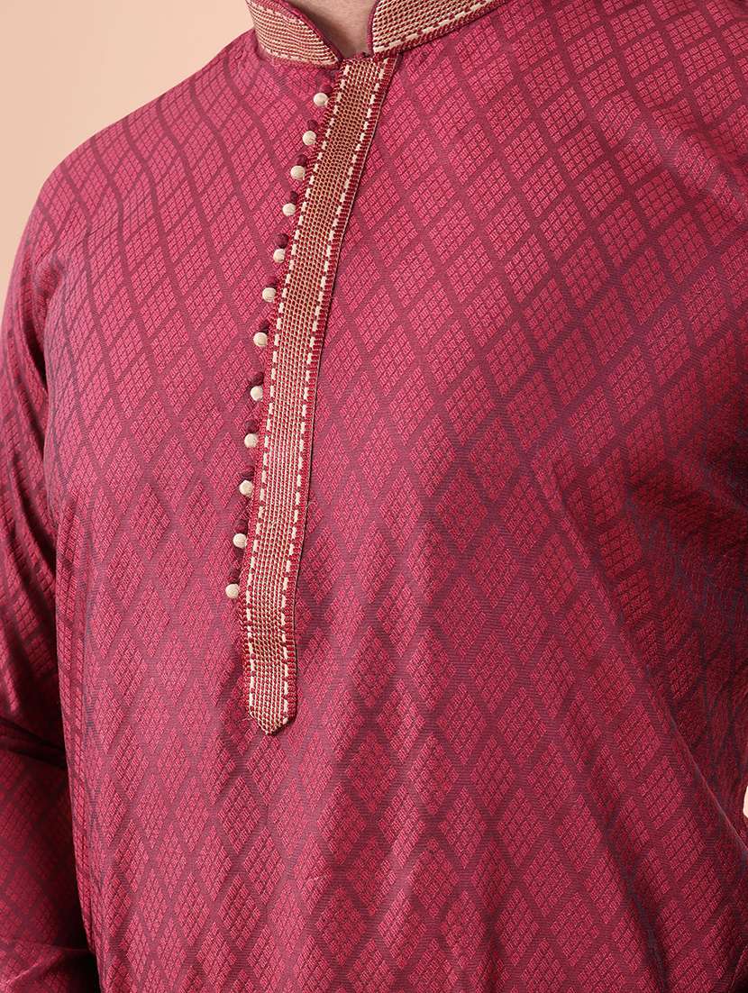 men mandarin neck kurta pyjama ethnic wear set - 22075943 - Standard Image - 5