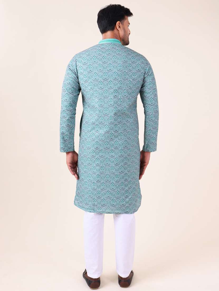 men mandarin neck kurta pyjama ethnic wear set - 22075946 -  Standard Image - 5