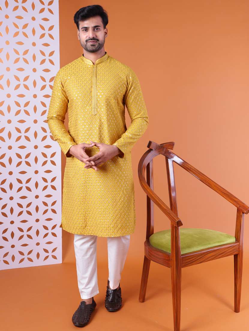 men mandarin neck kurta pyjama ethnic wear set - 22075947 -  Zoom Image - 0