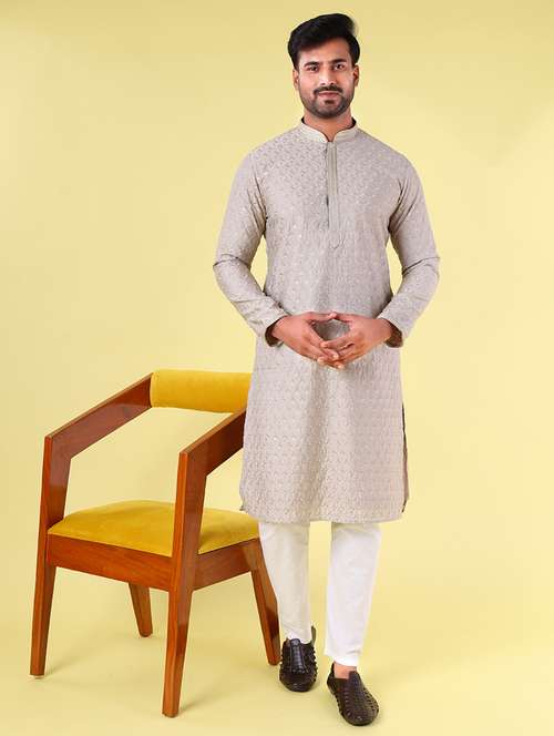 men mandarin neck kurta pyjama ethnic wear set - 22075949 -  Standard Image - 0