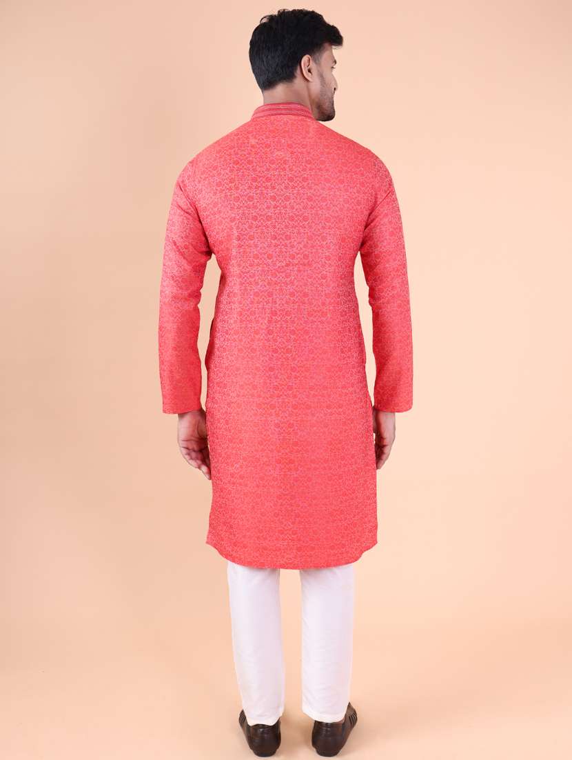 men mandarin neck kurta pyjama ethnic wear set - 22075952 - Standard Image - 3