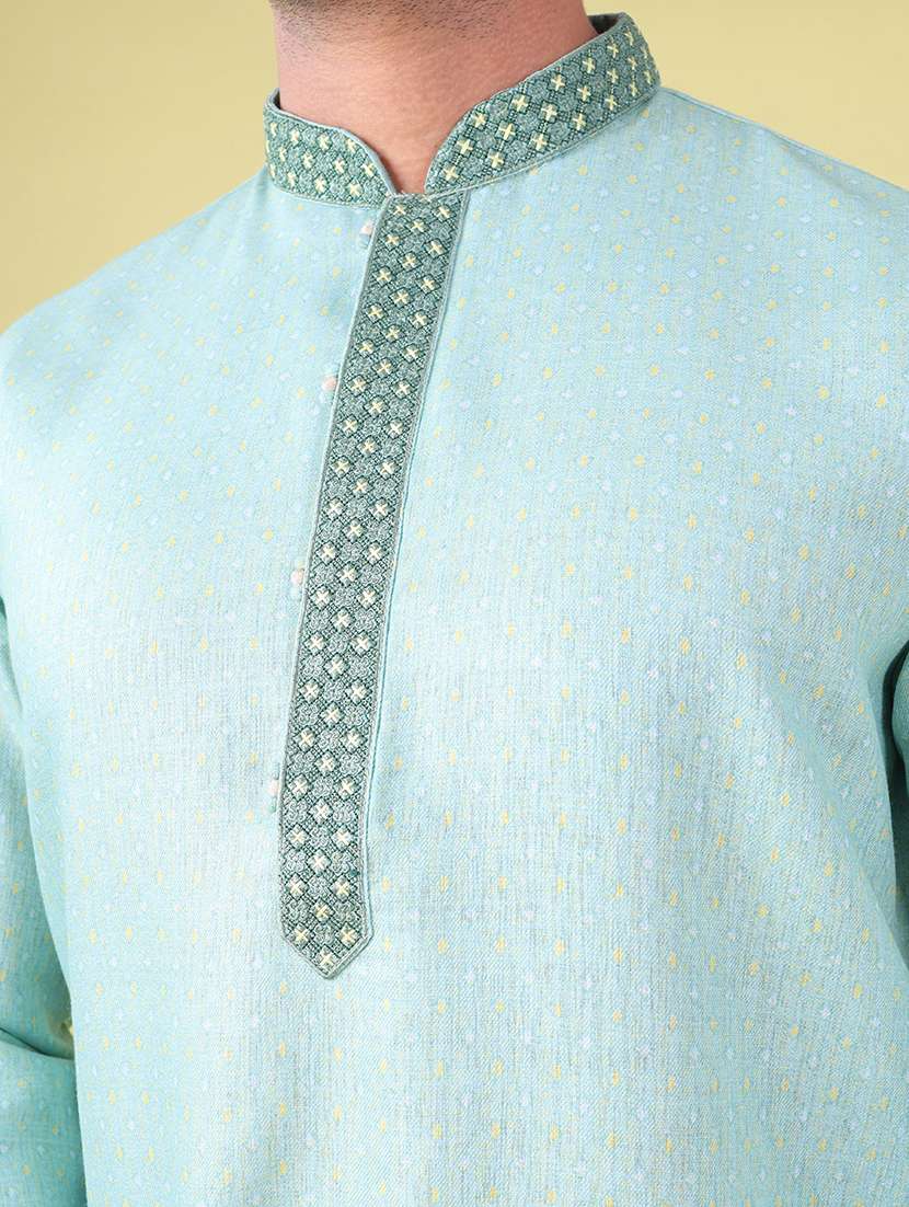 men mandarin neck kurta pyjama ethnic wear set - 22075954 - Standard Image - 5