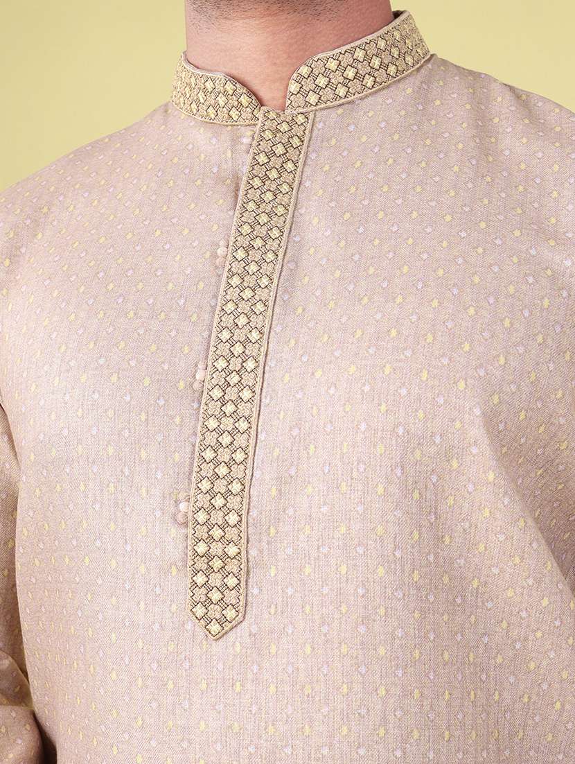 men mandarin neck kurta pyjama ethnic wear set - 22075955 - Standard Image - 5