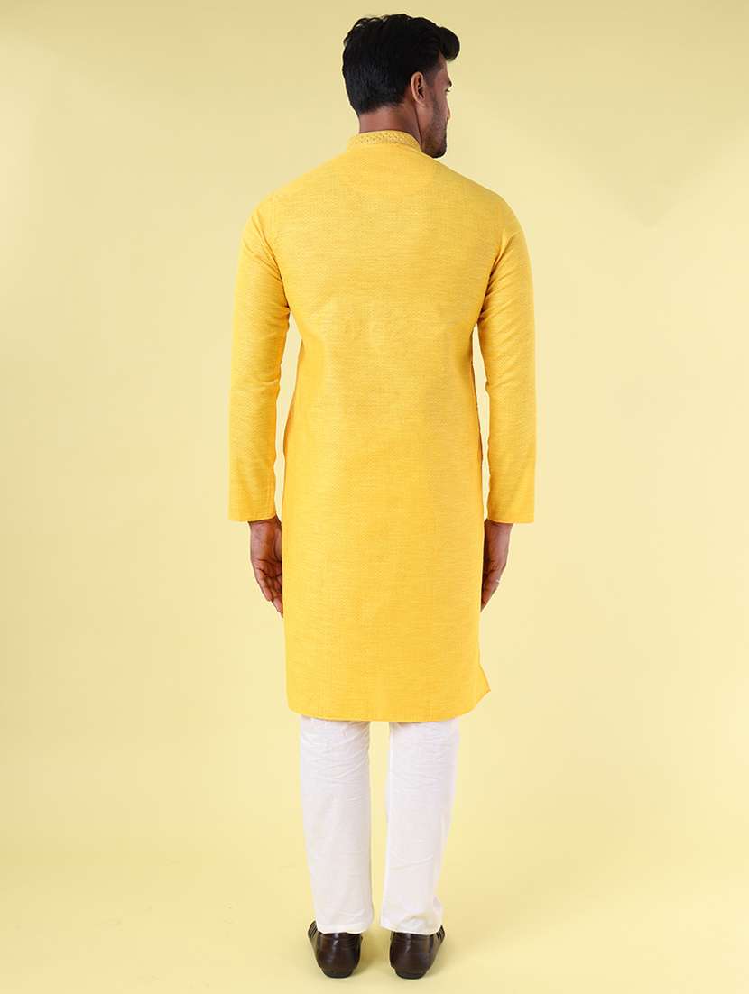 men mandarin neck kurta pyjama ethnic wear set - 22075956 - Standard Image - 3