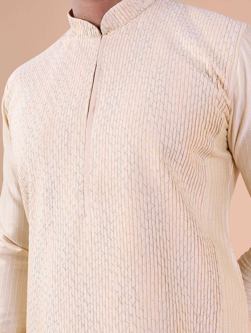 men mandarin neck kurta pyjama ethnic wear set - 22075957 - Standard Image - 5