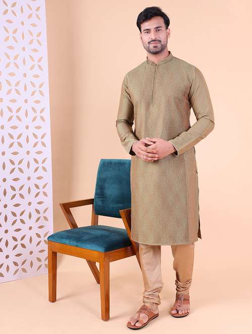 men mandarin neck kurta pyjama ethnic wear set - 22075959 -  Standard Image - 0