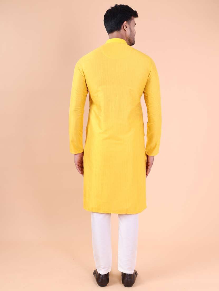 men mandarin neck kurta pyjama ethnic wear set - 22075961 - Standard Image - 3
