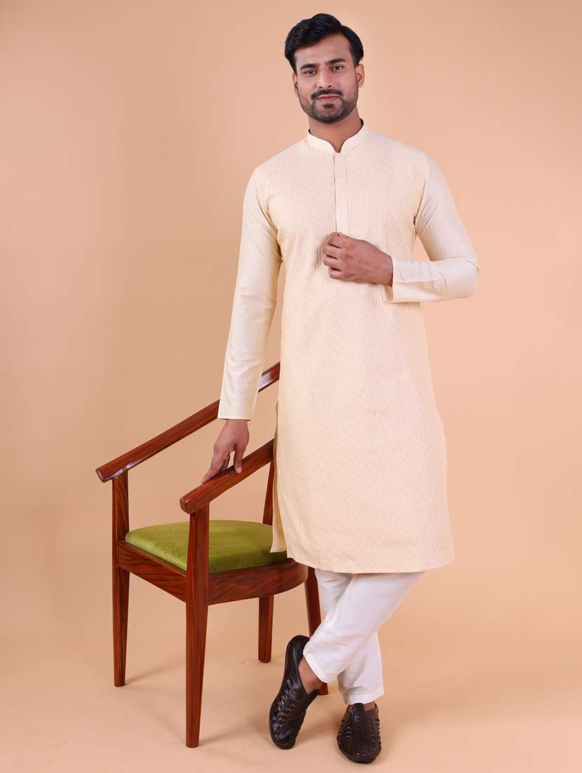 men mandarin neck kurta pyjama ethnic wear set