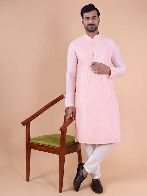 men mandarin neck kurta pyjama ethnic wear set - 22075964 - Standard Image - 0