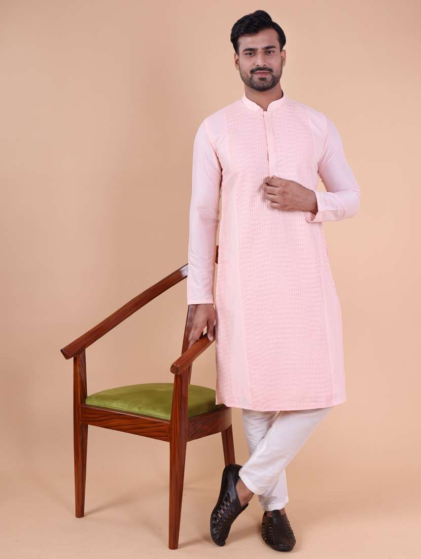 men mandarin neck kurta pyjama ethnic wear set - 22075964 - Zoom Image - 0