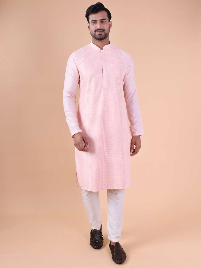 men mandarin neck kurta pyjama ethnic wear set - 22075964 - Standard Image - 3