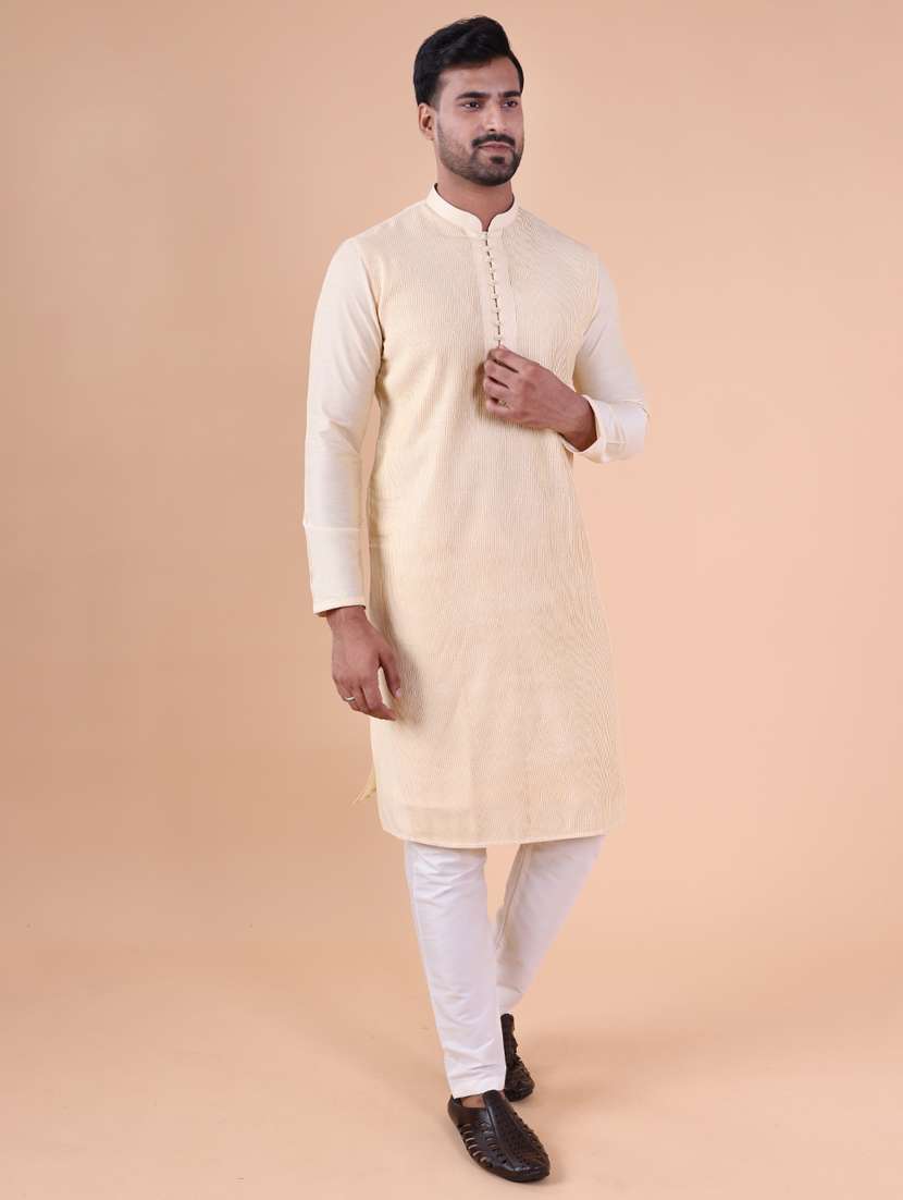 men mandarin neck kurta pyjama ethnic wear set - 22075965 - Standard Image - 3