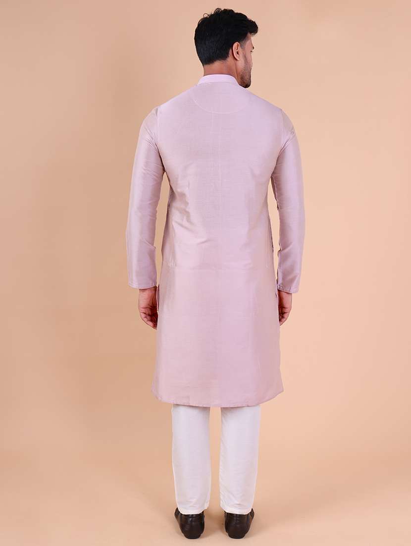 men mandarin neck kurta pyjama ethnic wear set - 22075967 - Standard Image - 3