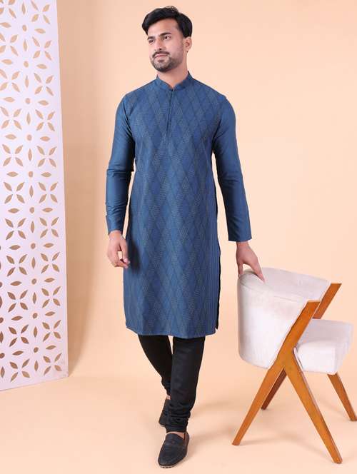 men mandarin neck kurta pyjama ethnic wear set - 22075968 -  Standard Image - 0