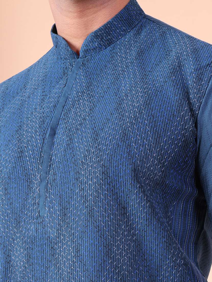 men mandarin neck kurta pyjama ethnic wear set - 22075968 - Standard Image - 5